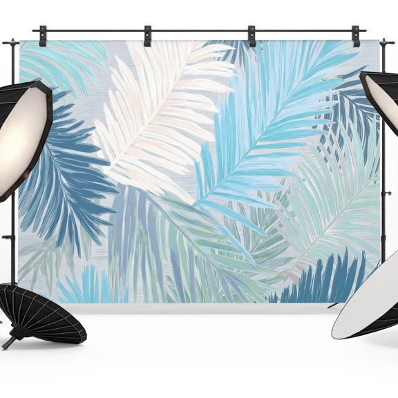Photo Backdrop 5x7 ft Blue Palm Leaves Photography Backdrops Curtains Picture Wall Covering Tropical Leaf Plant Photo Booth Drapes for Backdrop Photoshoot Wedding Party Birthday Background Screen