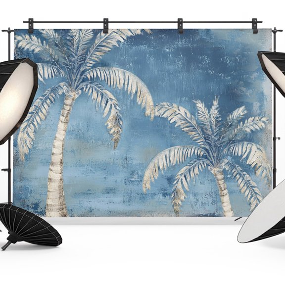 Photo Backdrop 5x7 ft Blue Palm Tree Photography Backdrops Curtains Picture Wall Covering Summer Tropical Jungle Photo Booth Drapes for Backdrop Photoshoot Wedding Party Birthday Background Screen