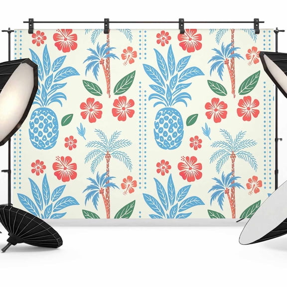 Photo Backdrop 5x7 ft Blue Pineapple Photography Backdrops Curtains Wall Covering Floral Tropical Fruit Palm Tree Photo Booth Drapes for Backdrop Photoshoot Wedding Party Birthday Background Screen