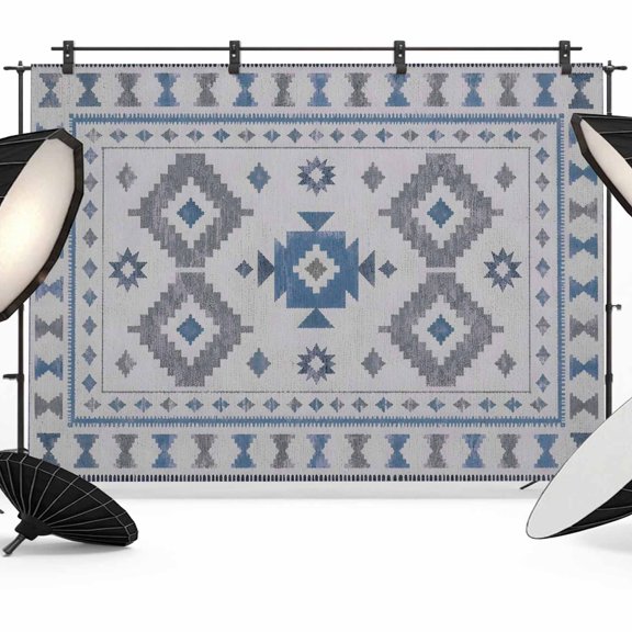 Photo Backdrop 5x7 ft Blue Southwestern Aztec Arrows Photography Backdrops Picture Wall Covering Bohemian Tribal Photo Booth Drapes for Backdrop Photoshoot Wedding Party Birthday Background Screen