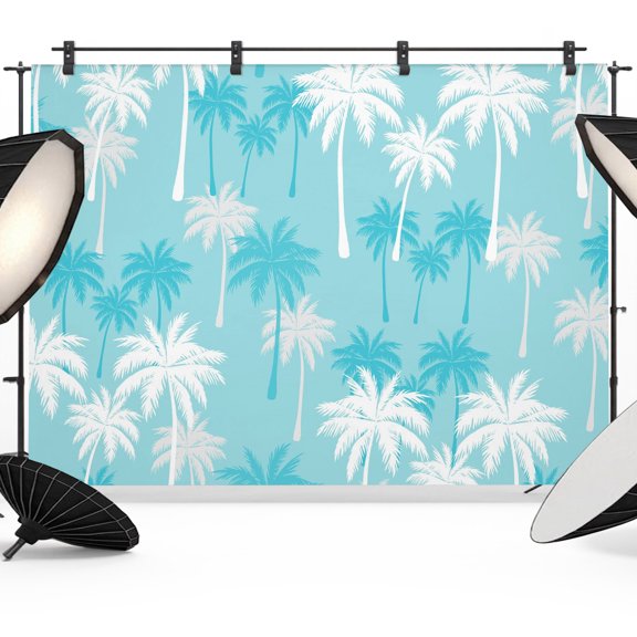 Photo Backdrop 5x7 ft Blue Tropical Palm Tree Photography Backdrops Curtains Picture Wall Covering Summer Beach Photo Booth Drapes for Backdrop Photoshoot Wedding Party Birthday Background Screen