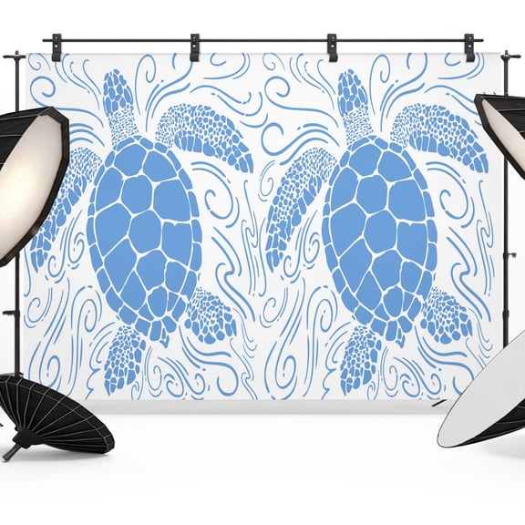 Photo Backdrop 5x7 ft Blue Turtle Photography Backdrops Curtains Picture Wall Covering Coastal Marine Life Waves Photo Booth Drapes for Backdrop Photoshoot Wedding Party Birthday Background Screen