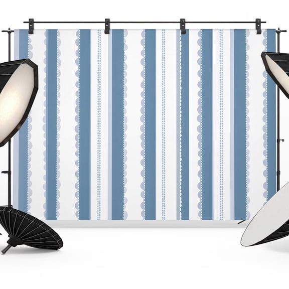 Photo Backdrop 5x7 ft Blue Vertical Stripes Photography Backdrops Curtains Wall Covering Gingham Textile Grain Photo Booth Drapes for Backdrop Photoshoot Wedding Party Birthday Background Screen