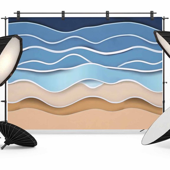 Photo Backdrop 5x7 ft Blue Waves Photography Backdrops Curtains Picture Wall Covering Abstract Water Lines Photo Booth Drapes for Backdrop Photoshoot Wedding Party Birthday Background Screen