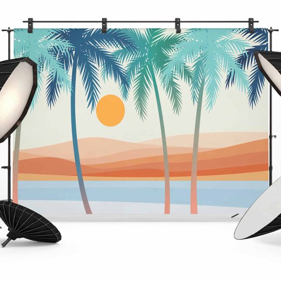 Photo Backdrop 5x7 ft Bohemian Summer Beach Photography Backdrops Curtains Wall Covering Mount Coconut Tree Boho Photo Booth Drapes for Backdrop Photoshoot Wedding Party Birthday Background Screen