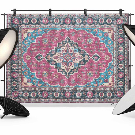 Photo Backdrop 5x7 ft Boho Flower Photography Backdrops Curtains Wall Covering Blue Pink Bohemia Geometric Tribal Photo Booth Drapes for Backdrop Photoshoot Wedding Party Birthday Background Screen