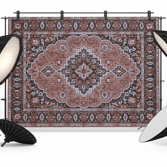 Photo Backdrop 5x7 ft Boho Flower Photography Backdrops Curtains Wall Covering Red Bohemia Geometric Tribal Photo Booth Drapes for Backdrop Photoshoot Wedding Party Birthday Background Screen