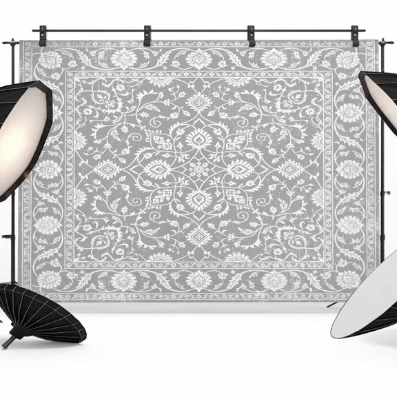 Photo Backdrop 5x7 ft Boho Paisley Floral Photography Backdrops Curtains Wall Covering Grey Vintage Bohemian Photo Booth Drapes for Backdrop Photoshoot Wedding Party Birthday Background Screen