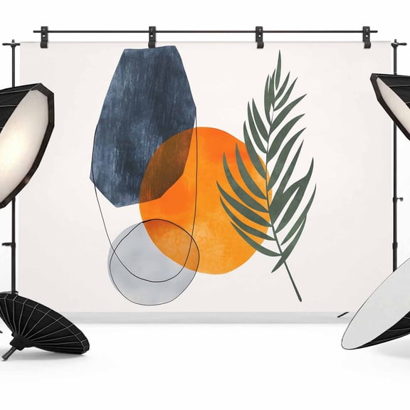 Photo Backdrop 5x7 ft Boho Photography Backdrops Curtains Wall Covering Modern Abstract Geometric Bohemian Leaf Photo Booth Drapes for Backdrop Photoshoot Wedding Party Birthday Background Screen