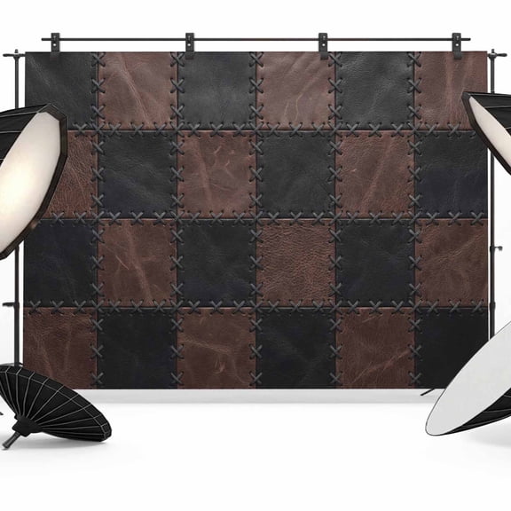 Photo Backdrop 5x7 ft Brown Black Wood Grain Photography Backdrops Curtains Wall Covering Patchwork Checkerboard Photo Booth Drapes for Backdrop Photoshoot Wedding Party Birthday Background Screen