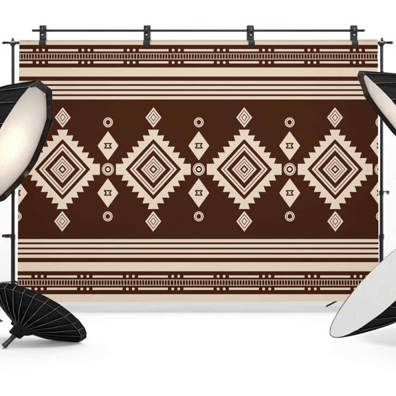 Photo Backdrop 5x7 ft Brown Bohemian Photography Backdrops Curtains Wall Covering Boho Rhombus Lines Stripes Photo Booth Drapes for Backdrop Photoshoot Wedding Party Birthday Background Screen