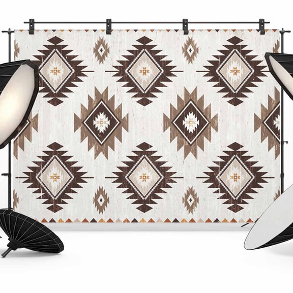 Photo Backdrop 5x7 ft Brown Boho Aztec Photography Backdrops Curtains Picture Wall Covering Southwest Tribal Style Photo Booth Drapes for Backdrop Photoshoot Wedding Party Birthday Background Screen