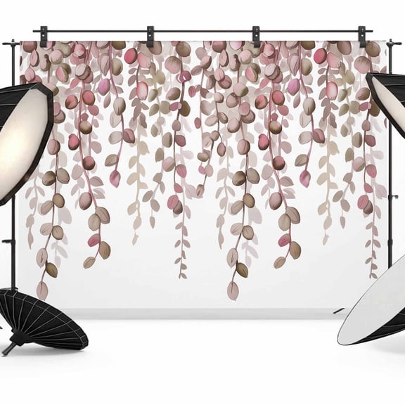 Photo Backdrop 5x7 ft Brown Eucalyptus Leaves Photography Backdrops Curtains Wall Covering Watercolor Branches Photo Booth Drapes for Backdrop Photoshoot Wedding Party Birthday Background Screen