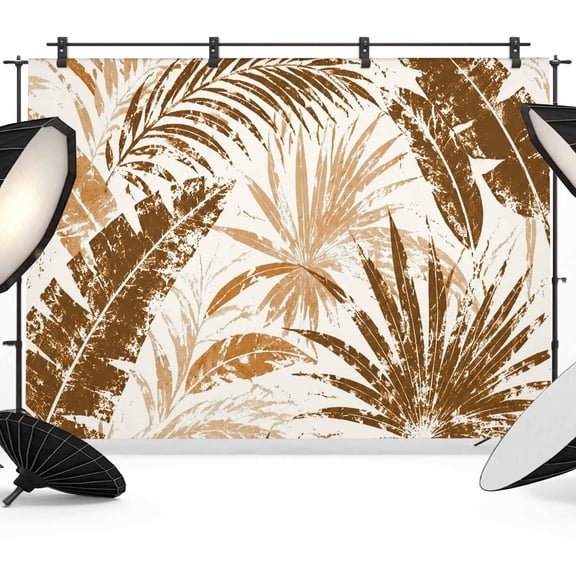 Photo Backdrop 5x7 ft Brown Palm Leaves Photography Backdrops Picture Wall Covering Summer Tropical Jungle Fronds Photo Booth Drapes for Backdrop Photoshoot Wedding Party Birthday Background Screen