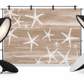 Photo Backdrop 5x7 ft Brown Starfish Photography Backdrops Curtains Picture Wall Covering Summer Ocean Beach Photo Booth Drapes for Backdrop Photoshoot Wedding Party Birthday Background Screen
