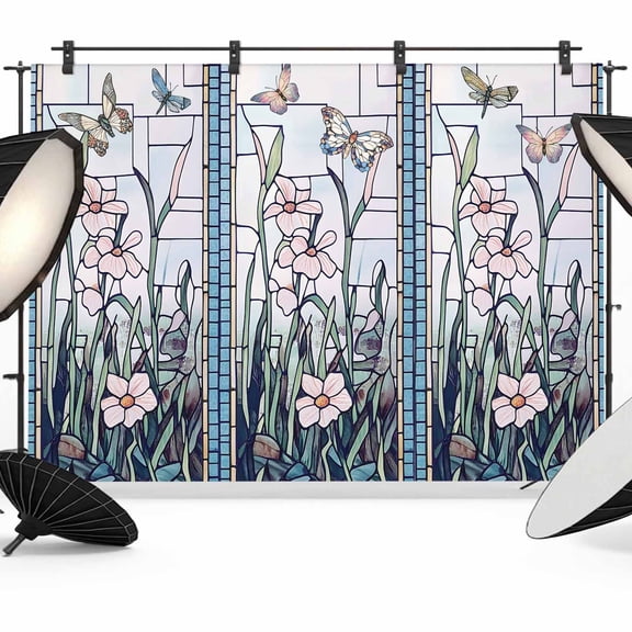 Photo Backdrop 5x7 ft Butterfly Photography Backdrops Curtains Picture Wall Covering Blue Leaves Floral Photo Booth Drapes for Backdrop Photoshoot Wedding Party Birthday Background Screen