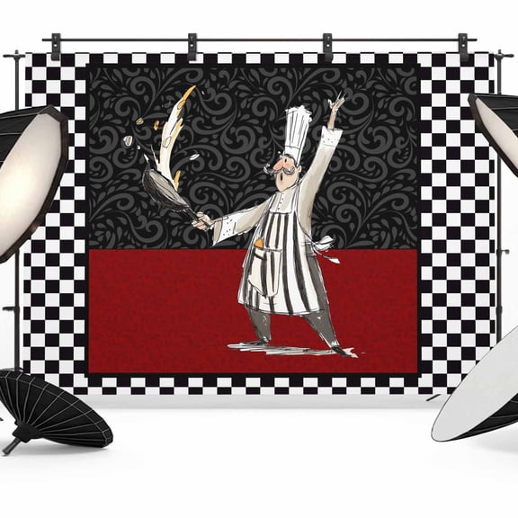 Photo Backdrop 5x7 ft Chef Kitchens Photography Backdrops Curtains Picture Wall Covering Funny Black Buffalo Plaid Photo Booth Drapes for Backdrop Photoshoot Wedding Party Birthday Background Screen