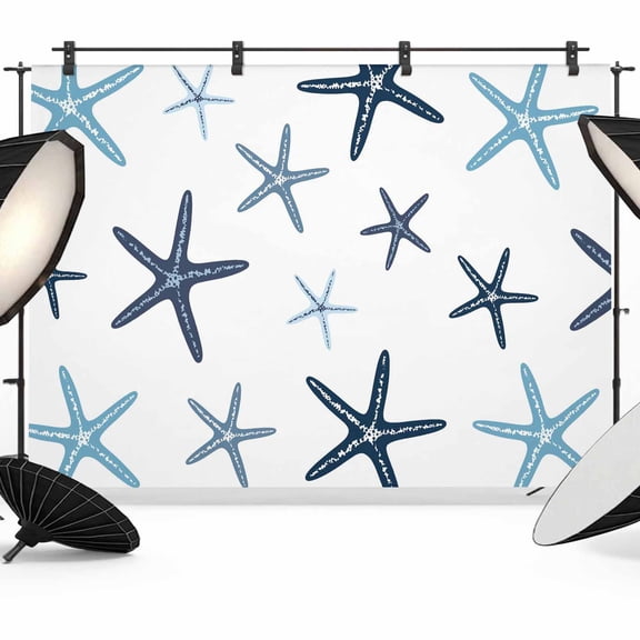 Photo Backdrop 5x7 ft Coastal Starfish Photography Backdrops CurtainsSummer Nautical Ocean Marine Life Photo Booth Drapes for Backdrop Photoshoot Wedding Party Birthday Background Screen