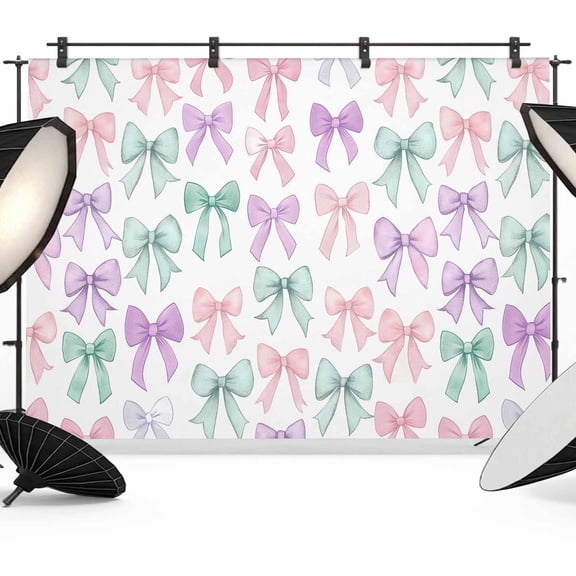 Photo Backdrop 5x7 ft Colorful Bow Tie Photography Backdrops Curtains Picture Wall Covering Cute Photo Booth Drapes for Backdrop Photoshoot Wedding Party Birthday Background Screen