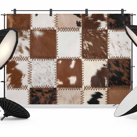 Photo Backdrop 5x7 ft Cow Animal Fur Skin Photography Backdrops Curtains Picture Wall Covering Western Cowboy Photo Booth Drapes for Backdrop Photoshoot Wedding Party Birthday Background Screen