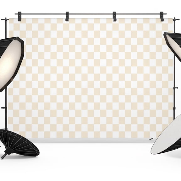 Photo Backdrop 5x7 ft Cream Chessboard Photography Backdrops Curtains Picture Wall Covering Square Blocks Plaid Photo Booth Drapes for Backdrop Photoshoot Wedding Party Birthday Background Screen