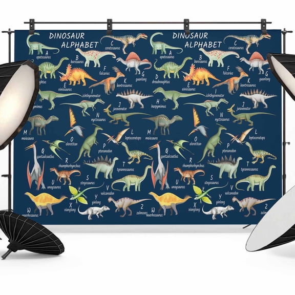 Photo Backdrop 5x7 ft Dinosaur Family Photography Backdrops CurtainsLearning Alphabet A to Z Name Blue Photo Booth Drapes for Backdrop Photoshoot Wedding Party Birthday Background Screen