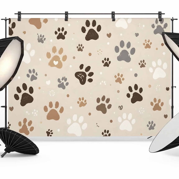Photo Backdrop 5x7 ft Dog Paw Print Photography Backdrops Curtains Picture Wall Covering Cute Animal Tracks Photo Booth Drapes for Backdrop Photoshoot Wedding Party Birthday Background Screen