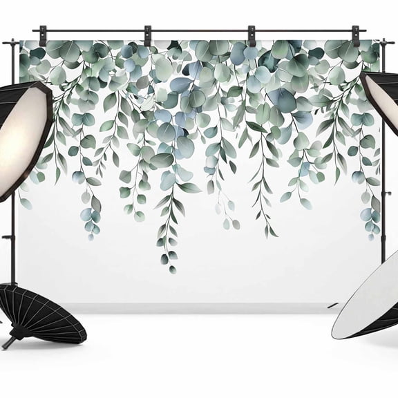 Photo Backdrop 5x7 ft Eucalyptus Leaves Photography Backdrops Curtains Picture Wall Covering Sage Green Leaf Plant Photo Booth Drapes for Backdrop Photoshoot Wedding Party Birthday Background Screen