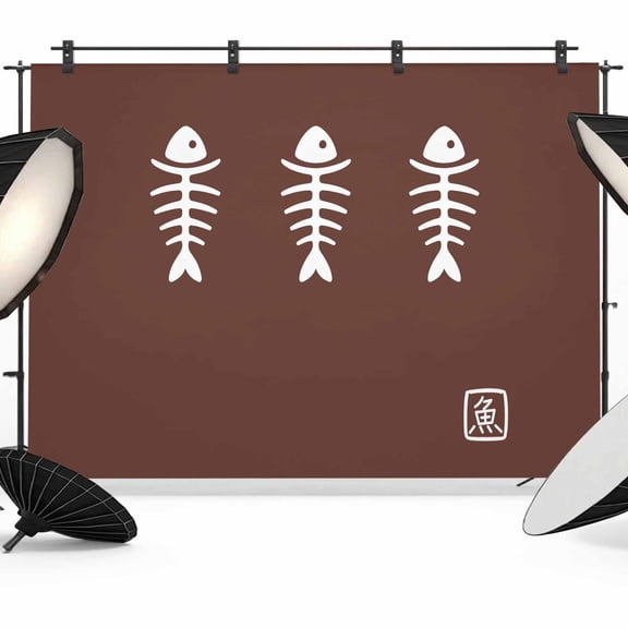Photo Backdrop 5x7 ft Fish Photography Backdrops Curtains Picture Wall Covering Harmony Japanese Style Brown Photo Booth Drapes for Backdrop Photoshoot Wedding Party Birthday Background Screen
