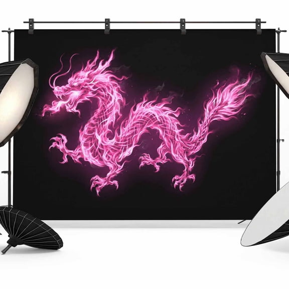 Photo Backdrop 5x7 ft Flames Dragon Photography Backdrops Curtains Picture Wall Covering Pink Modern Art Photo Booth Drapes for Backdrop Photoshoot Wedding Party Birthday Background Screen