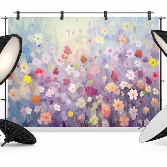 Photo Backdrop 5x7 ft Full Abstract Plant Photography Backdrops CurtainsBlue Daisy Spring Cute Flowers Photo Booth Drapes for Backdrop Photoshoot Wedding Party Birthday Background Screen
