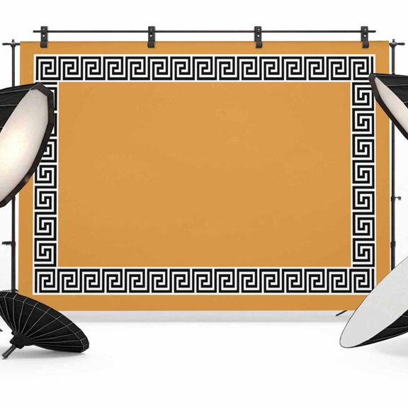 Photo Backdrop 5x7 ft Geometric Greek Key Design Photography Backdrops Curtains Picture Wall Covering Yellow Photo Booth Drapes for Backdrop Photoshoot Wedding Party Birthday Background Screen