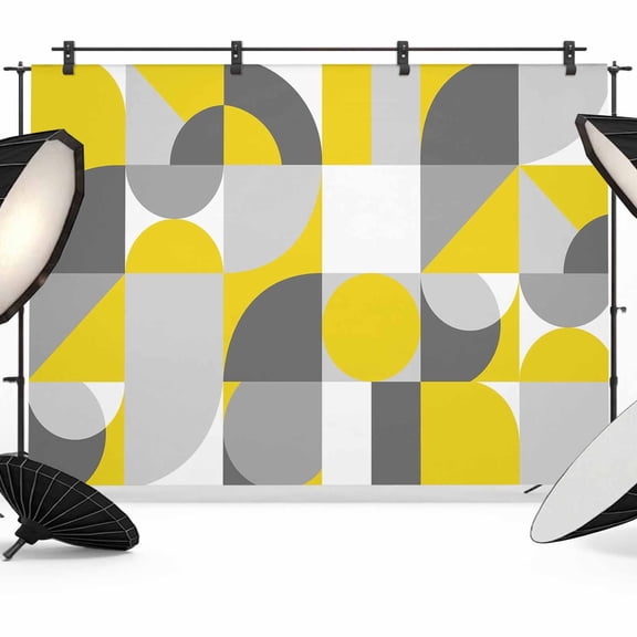 Photo Backdrop 5x7 ft Geometric Photography Backdrops Curtains Picture Wall Covering Abstract Modern Yellow Photo Booth Drapes for Backdrop Photoshoot Wedding Party Birthday Background Screen