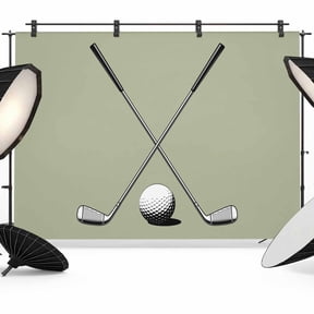 Photo Backdrop 5x7 ft Golf Ball Club Photography Backdrops Curtains Picture Wall Covering Game Sports Sage Green Photo Booth Drapes for Backdrop Photoshoot Wedding Party Birthday Background Screen