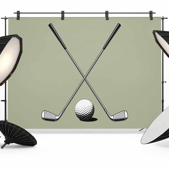 Photo Backdrop 5x7 ft Golf Ball Club Photography Backdrops Curtains Picture Wall Covering Game Sports Sage Green Photo Booth Drapes for Backdrop Photoshoot Wedding Party Birthday Background Screen