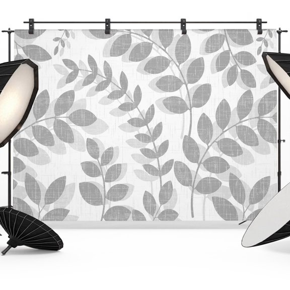 Photo Backdrop 5x7 ft Gray Leaves Branches Photography Backdrops Curtains Picture Wall Covering Linen Leaf Plant Photo Booth Drapes for Backdrop Photoshoot Wedding Party Birthday Background Screen