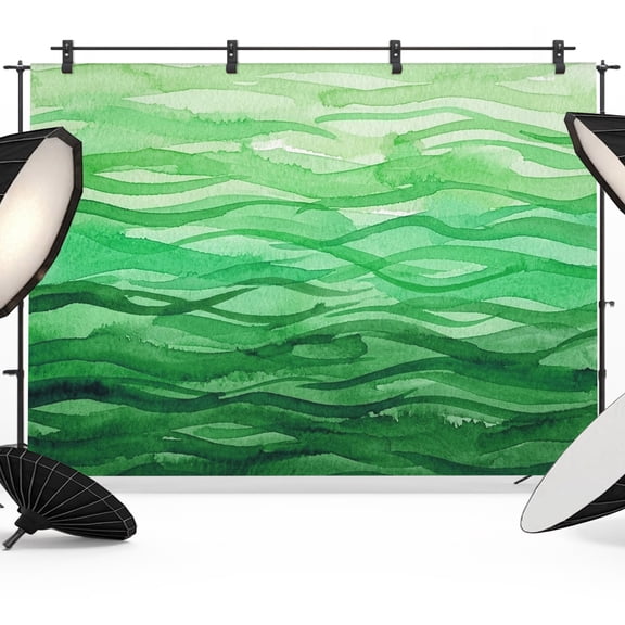 Photo Backdrop 5x7 ft Green Horizon Clouds Photography Backdrops Picture Wall Covering Artistic Glow Waves Photo Booth Drapes for Backdrop Photoshoot Wedding Party Birthday Background Screen
