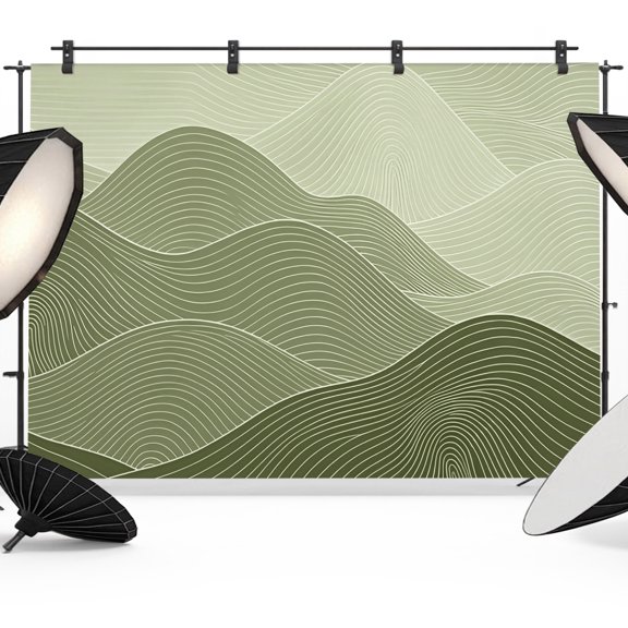 Photo Backdrop 5x7 ft Green Mountain Ridges Photography Backdrops Picture Wall Covering Topographic Lines Peaks Photo Booth Drapes for Backdrop Photoshoot Wedding Party Birthday Background Screen