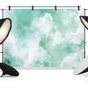 Photo Backdrop 5x7 ft Green Sky Cloud Photography Backdrops Curtains Picture Wall Covering Gradient Color Photo Booth Drapes for Backdrop Photoshoot Wedding Party Birthday Background Screen