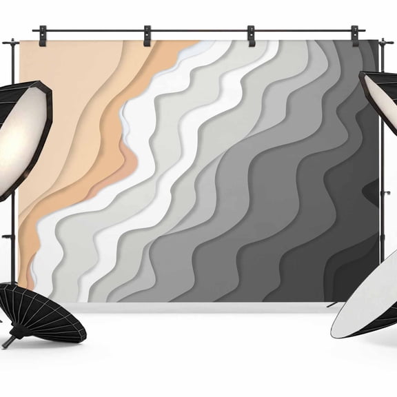 Photo Backdrop 5x7 ft Grey Beach Waves Photography Backdrops Curtains Picture Wall Covering Abstract Art Photo Booth Drapes for Backdrop Photoshoot Wedding Party Birthday Background Screen
