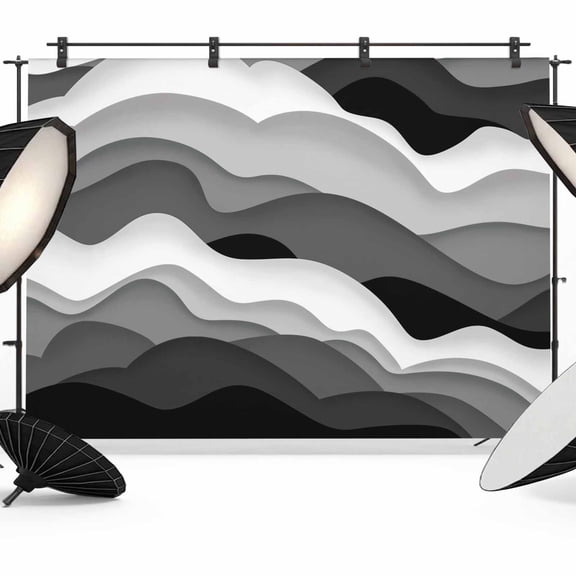 Photo Backdrop 5x7 ft Grey Ocean Photography Backdrops Curtains Picture Wall Covering Abstract Waves Ombre Photo Booth Drapes for Backdrop Photoshoot Wedding Party Birthday Background Screen