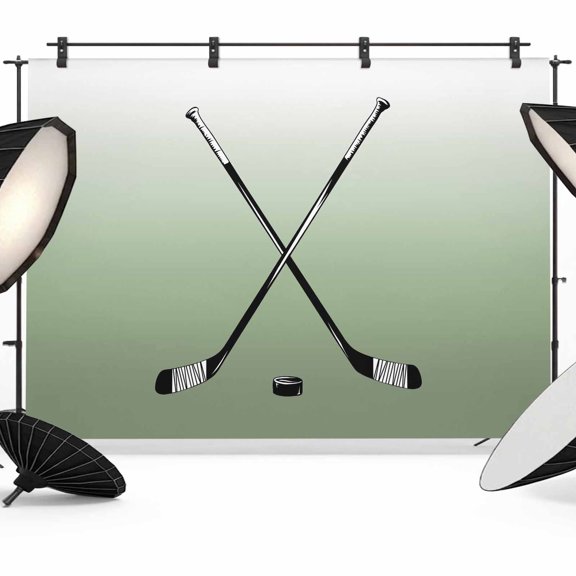 Photo Backdrop 5x7 ft Hockey Player Photography Backdrops Curtains Wall Covering Sports Ground Gradient Sage Green Photo Booth Drapes for Backdrop Photoshoot Wedding Party Birthday Background Screen