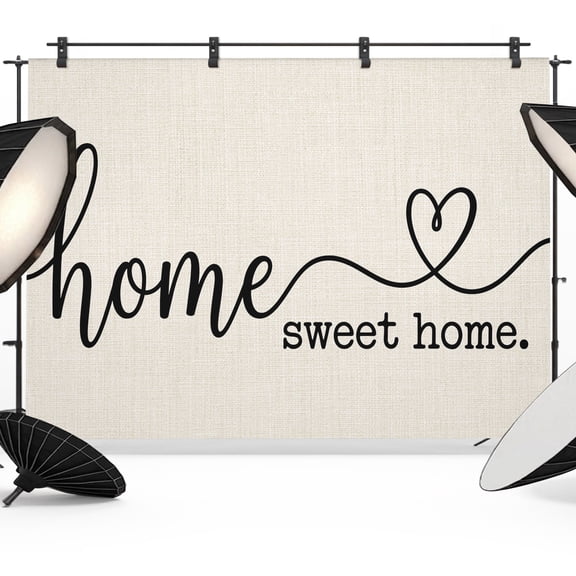 Photo Backdrop 5x7 ft Home Sweet Home Photography Backdrops Curtains Picture Wall Covering Linen Solid Color Photo Booth Drapes for Backdrop Photoshoot Wedding Party Birthday Background Screen