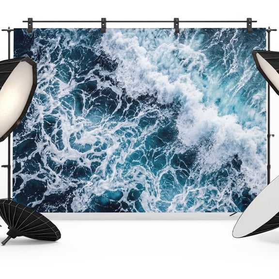 Photo Backdrop 5x7 ft Indigo Ocean Waves Photography Backdrops Curtains Picture Wall Covering Water Rolling Swells Photo Booth Drapes for Backdrop Photoshoot Wedding Party Birthday Background Screen