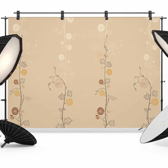 Photo Backdrop 5x7 ft Japanese Style Flowers Photography Backdrops Curtains Wall Covering Solid Color Khaki Photo Booth Drapes for Backdrop Photoshoot Wedding Party Birthday Background Screen