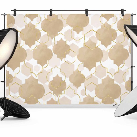 Photo Backdrop 5x7 ft Khaki Moroccan Photography Backdrops Curtains Wall Covering Gradient Modern Geometric Photo Booth Drapes for Backdrop Photoshoot Wedding Party Birthday Background Screen