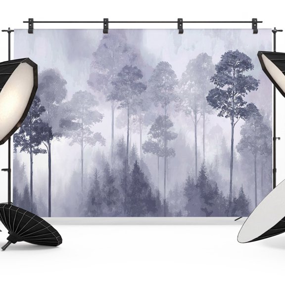 Photo Backdrop 5x7 ft Lavender Pine Tree Photography Backdrops Curtains Picture Wall Covering Misty Forest Nature Photo Booth Drapes for Backdrop Photoshoot Wedding Party Birthday Background Screen