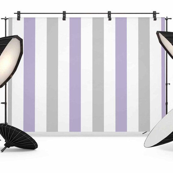 Photo Backdrop 5x7 ft Lavender Purple Grey Striped Photography Backdrops Curtains Wall Covering Vertical Stripes Photo Booth Drapes for Backdrop Photoshoot Wedding Party Birthday Background Screen