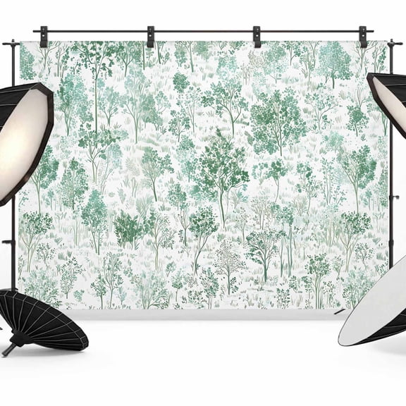 Photo Backdrop 5x7 ft Maple Tree Pine Photography Backdrops Curtains Picture Wall Covering Watercolor Plants Green Photo Booth Drapes for Backdrop Photoshoot Wedding Party Birthday Background Screen
