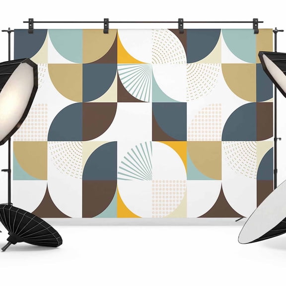 Photo Backdrop 5x7 ft Modern Art Geometric Photography Backdrops Curtains Wall Covering Abstract Mid Century Photo Booth Drapes for Backdrop Photoshoot Wedding Party Birthday Background Screen
